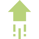 Green upward arrow on black background